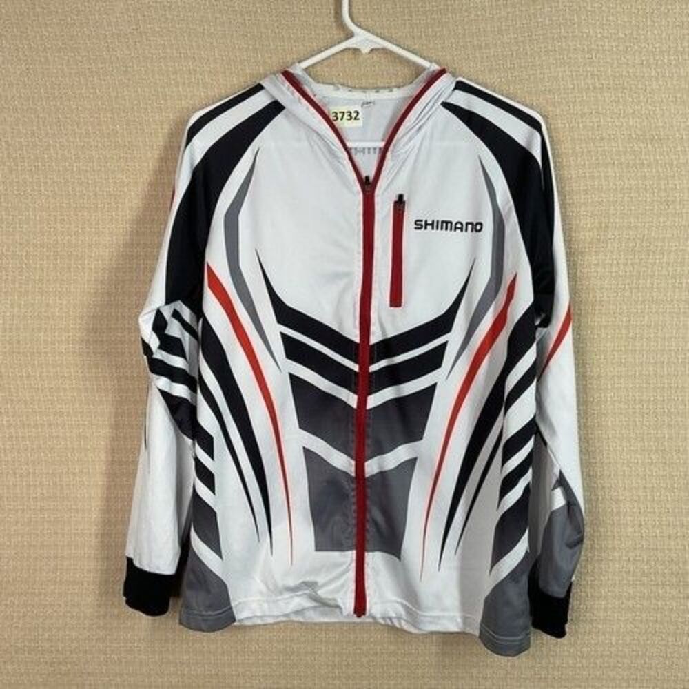 Shimano Long Sleeve Full Zip Hooded Performance Cycling Riding Shirt Men Size M